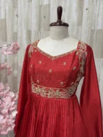Pure crepe long gown with beautiful maggam work