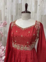 Pure crepe long gown with beautiful maggam work