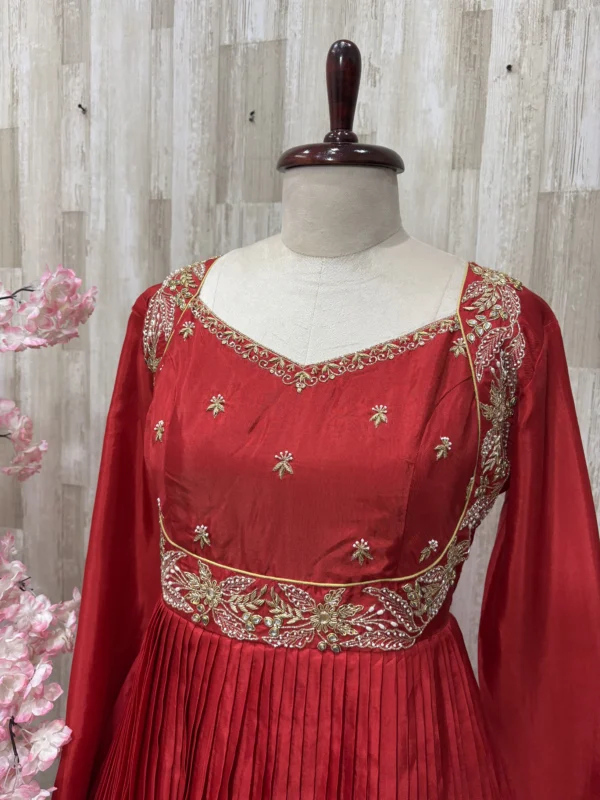 Pure crepe long gown with beautiful maggam work