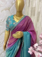 Pure tissue dual shade saree paired with beautiful tissue blouse with sequin & zari weaving
