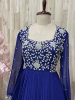 Heavy maggam work dual shade long gown with heavy flare