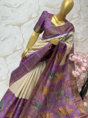 Pure tussar silk saree paired with beautiful blouse