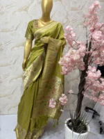 Soft banaras silk saree with pithani border paired with maggam work blouse