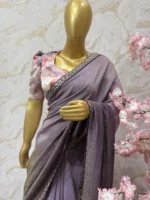 Crushed tissue falling dual shades saree paired with pretty blouse