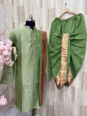 men's kurta paired with dhoti and kanduva