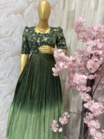 Tissue long gown with dual shade