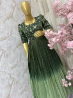 Tissue long gown with dual shade