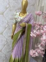 Dual shade sequin work saree paired with pretty floral sequin work blouse