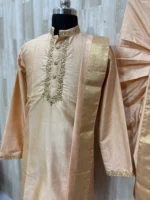 Pure pattu dhoti set with beautiful maggam work