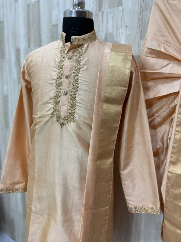 Pure pattu dhoti set with beautiful maggam work