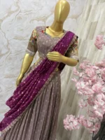 Regal zari tissue lehenga with maggam embroidery & bandhani dupatta