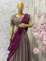 Regal zari tissue lehenga with maggam embroidery & bandhani dupatta