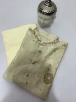 Pure tissue men's kurta set with maggam work