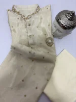 Pure tissue men's kurta set with maggam work