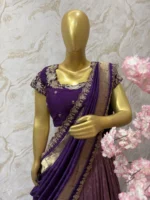 Soft silk lehenga having rich border paired with heavy maggam work blouse & muniya dupatta