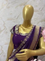 Soft silk lehenga having rich border paired with heavy maggam work blouse & muniya dupatta