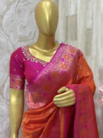 Soft banaras silk saree with paithani border & maggam work blouse