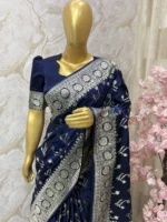 Pure mushrusilk saree paired with beautiful self colour blouse