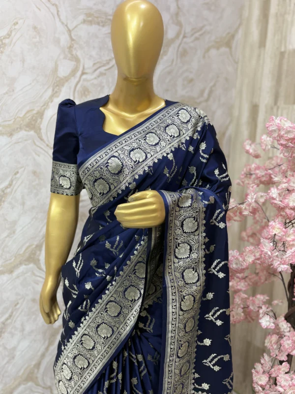 Pure mushrusilk saree paired with beautiful self colour blouse