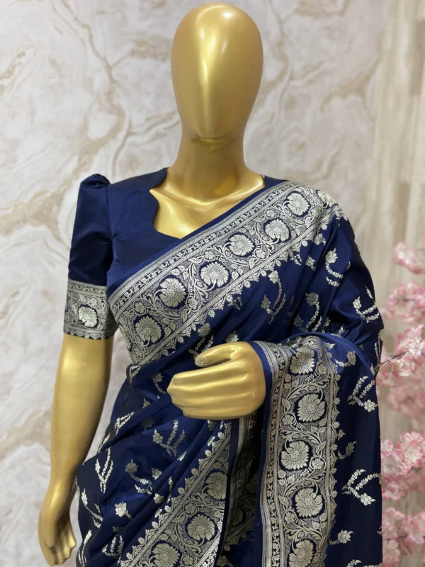 Pure mushrusilk saree paired with beautiful self colour blouse