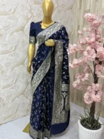 Pure mushrusilk saree paired with beautiful self colour blouse