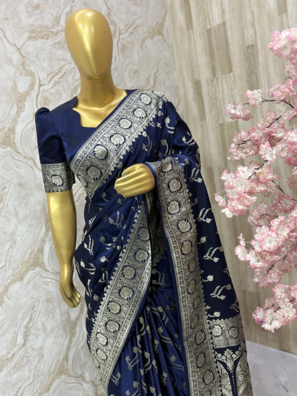 Pure mushrusilk saree paired with beautiful self colour blouse