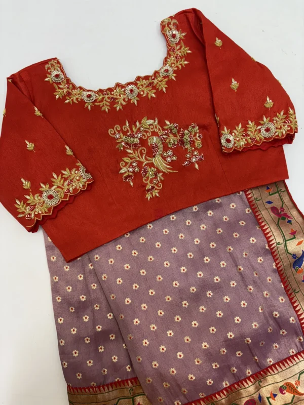 Soft tissue saree having pithani border paired with beautiful maggam work blouse