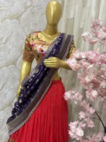 Beautiful red colour pithani lehenga with rich border and dupatta