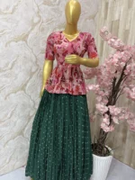 Beautiful Floral peplum top with skirt