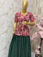 Beautiful Floral peplum top with skirt