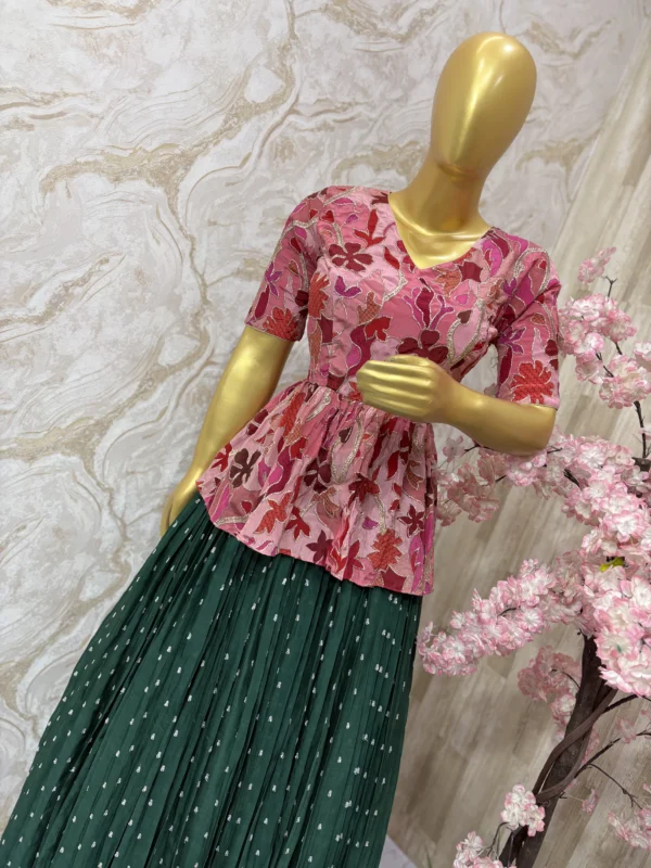 Beautiful Floral peplum top with skirt