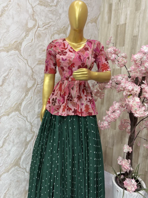 Beautiful Floral peplum top with skirt