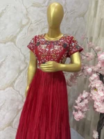 Exclusive designer heavy maggam work long gown