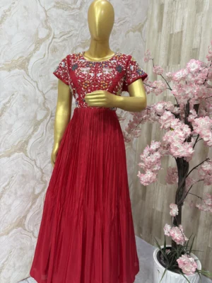 Exclusive designer heavy maggam work long gown