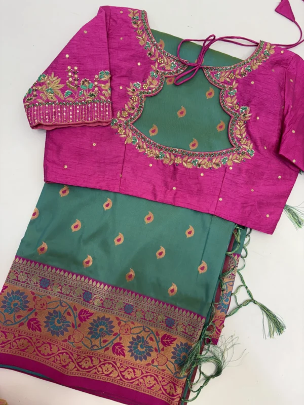 Soft banaras pithani saree paired with beautiful maggam work blouseSS006