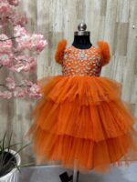 beautiful designer net frock with heavy maggam work