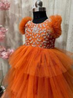 beautiful designer net frock with heavy maggam work