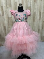 Beautiful designer net frock with heavy maggam work