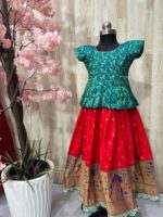 Beautiful kids pithani lehenga with beautiful border paired with pure pattu blouse