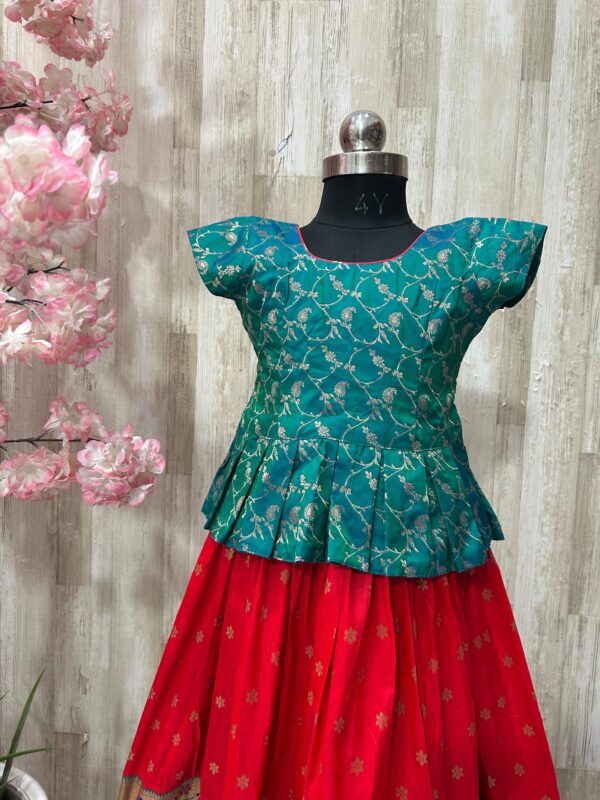 Beautiful kids pithani lehenga with beautiful border paired with pure pattu blouse