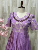 Tissue dual shade long gown with beautiful neck pattern