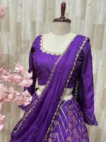 Pure banaras crepe silk lehenga blouse paired with hand work dupatta