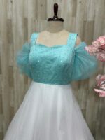 Soft net long gown with beautiful sequin work on yoke part