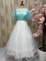 Soft net long gown with beautiful sequin work on yoke part