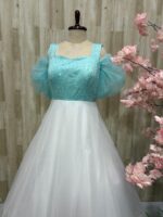 Soft net long gown with beautiful sequin work on yoke part