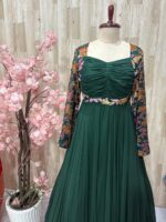 Floral georgette long gown with beautiful pattern & heavy flare