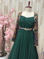 Floral georgette long gown with beautiful pattern & heavy flare