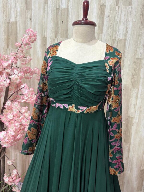 Floral georgette long gown with beautiful pattern & heavy flare