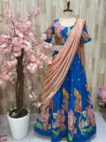 Chiffon lehenga paired with blouse & beautiful hand work dupatta