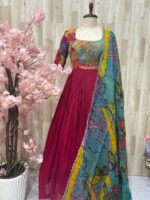 Pure pen kalamkari organza long gown
